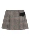 Pinko Beige Plaid Pleated Mini Skirt In Gray