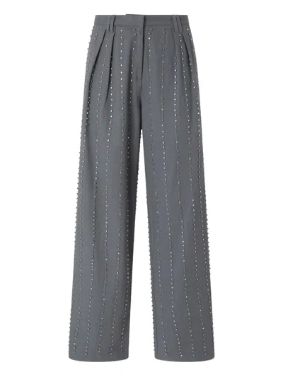 Pinko Pleated Embellished Trousers In Gray