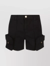 PINKO PLEATED HIGH-WAISTED SHORTS WITH BUTTONED POCKETS