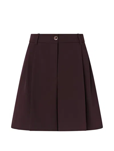 Pinko Pleated High-waisted Shorts In Brown