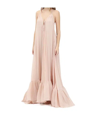 Pinko Pleated Maxi Dress In Neutral