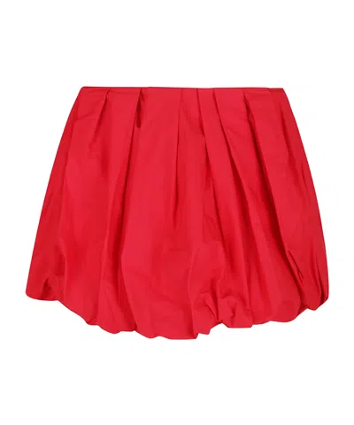 Pinko Pleated Poplin Mini Balloon Skirt In Red
