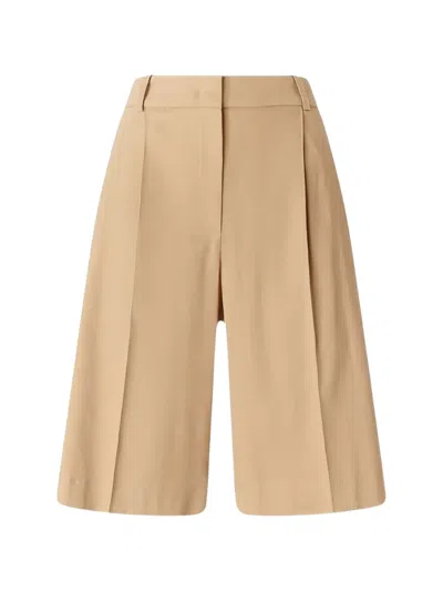 Pinko Chantilly Beige Pleated Wide Shorts In Neutral