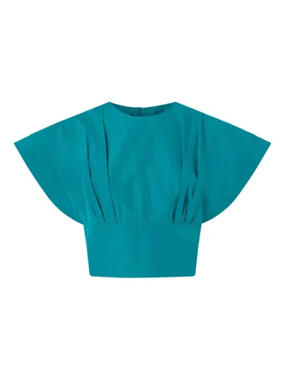 Pinko Asparago Top Short Sleeves Keyhole Back In Green