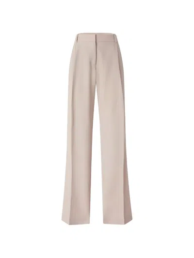 Pinko Fluid Straight-leg Trousers With Pressed Crease And Concealed Closure In Neutral