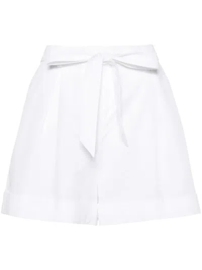 Pinko Pleated Turn-up Shorts In White