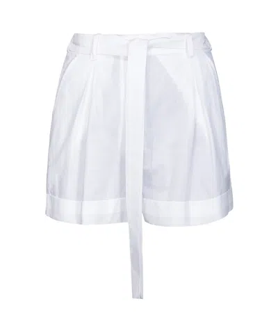 Pinko Slub Linen Shorts In Bright White