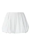 Pinko White Skirt With Pleated Details And Balloon Hem In Cotton Woman In White