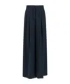 Pinko Wide Leg Pleated Trousers And Pockets In Blue