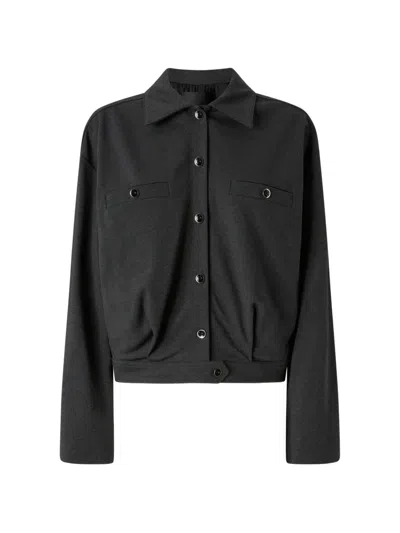 Pinko Pleated-detail Button Jacket In Black
