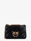 Pinko Plissé Leather Shoulder Bag With Love Birds Buckle