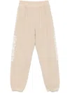 Pinko Logo-embroidered Tapered Track Pants In Beige