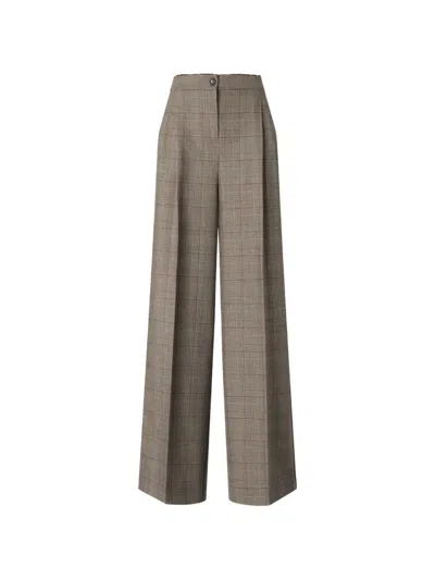 Pinko Plumeria Checked Straight-leg Trousers In Brown