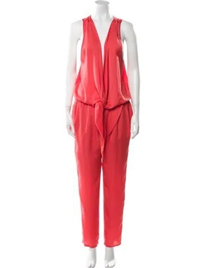 Pre-owned Pinko Plunge Neckline Jumpsuit In Orange