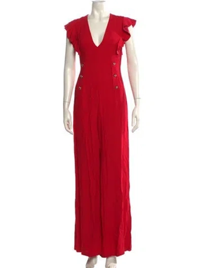Pre-owned Pinko Plunge Neckline Jumpsuit W/ Tags In Red