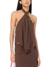 Pinko Plunging-neck Top With Strap In Pink