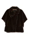 Pinko Plush Short Coat With High Collar In Black