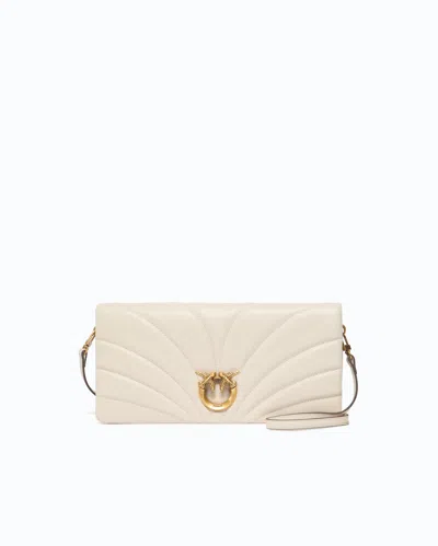 Pinko - Pochette À Bandoulière Love Bag Click Horizontal Moyenne En Cuir Nappa Matelassé In White