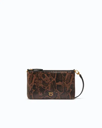 Pinko - Pochette À Bandoulière Mini Flat Horizontal En Cuir Embossé Python