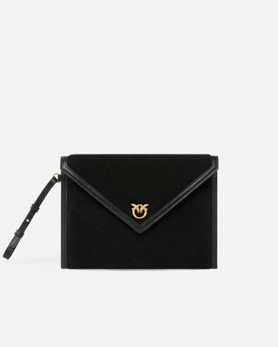 Pinko Suede Pouch With Love Birds Logo