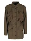 Pinko Pocket-detailed Button-front Jacket In Brown