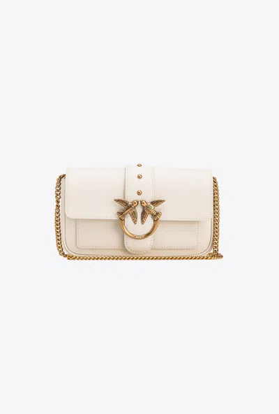 Pinko Love One Pocket Bag In White+white-antique Gold