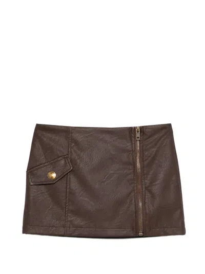 Pinko Kids' Pocket Zip Skirt In Brown