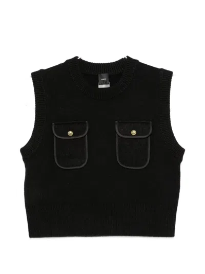 Pinko Pocket-detail Sleeveless Sweater In Black