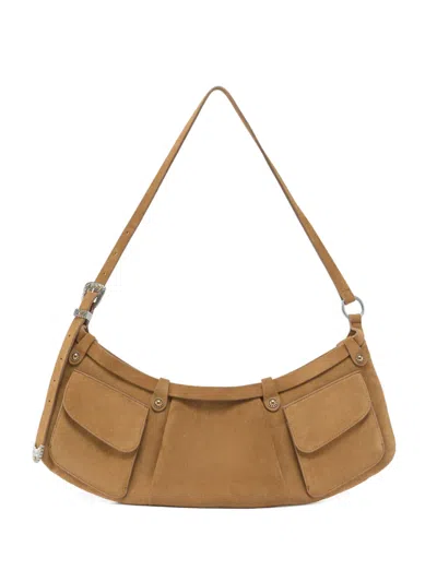 Pinko Pockets Strap Leather Shoulder Bag In Brown