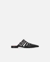 Pinko Pointed Nappa Leather Slippers With Straps In Nero Limousine