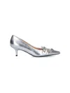 Pinko Pointed Slip-on Pumps With Metallic Silver Leather In Silver