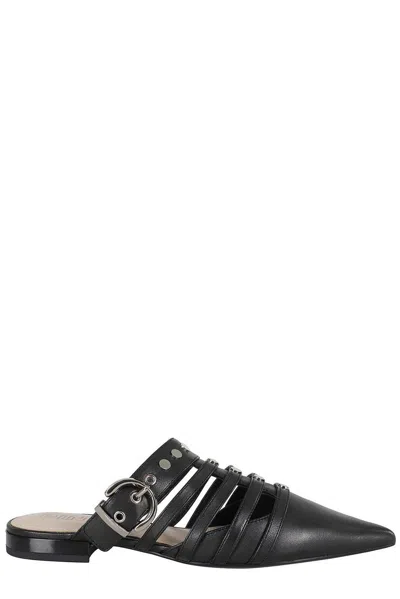 PINKO POINTED-TOE BUCKLE DETAILED SLIP-ON SLIDES