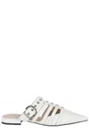 Pinko Pointed-toe Buckle Detailed Slip-on Slides In Milk