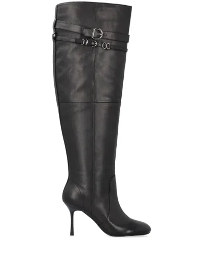 PINKO POINTED TOE KNEE-HIGH BOOTS WITH DECORATIVE STRAPS