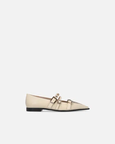 Pinko Ballerines À Bout Pointu En Cuir Clouté In Neutral