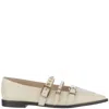 Pinko Buckle-embellished Pointed Ballet Flats In Gray