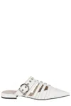 Pinko Pointed-toe Buckle Detailed Slip-on Slides In White