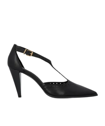 Pinko Pumps Lace Pointed Toe Stiletto Cut Out In Black