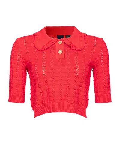 Pinko Poloshirt Aus Pointelle-strick In Rouge Formule 1
