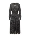 Pinko Polka-dot-print Belted Midi Dress In Black