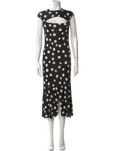Pre-owned Pinko Polka Dot Print Long Dress In Black