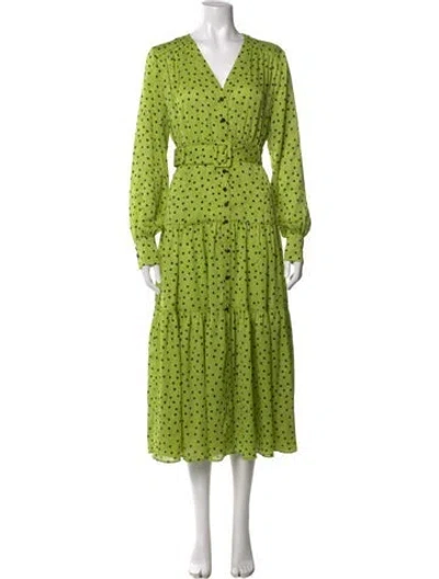 Pre-owned Pinko Polka Dot Print Long Dress In Green