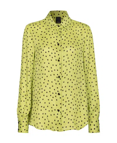 Pinko Polka Dot-print Long-sleeve Shirt In Yellow