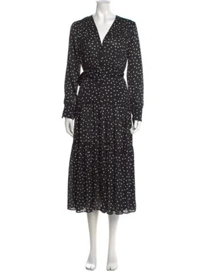 Pre-owned Pinko Polka Dot Print Midi Length Dress In Blue
