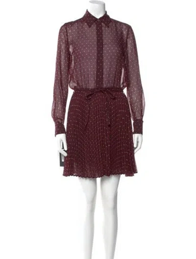 Pre-owned Pinko Polka Dot Print Mini Dress In Burgundy