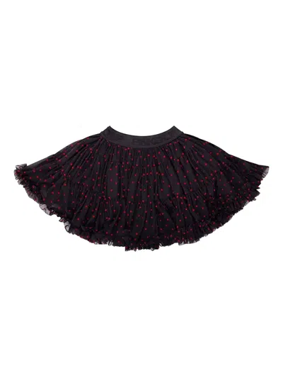 Pinko Kids' Polka Dot-print Skirt In 黑色