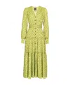 Pinko Polka Dot-print Tiered Midi Dress In Yellow