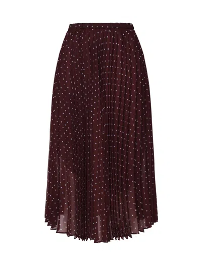 Pinko Polka Dot Printed Pleated Skirt In Purple