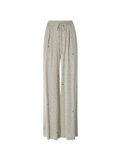 Pinko Polka-dot Drawstring Palazzo Pants In Gray
