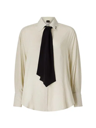 Pinko Polka-dot Tie-neck Shirt In Neutral